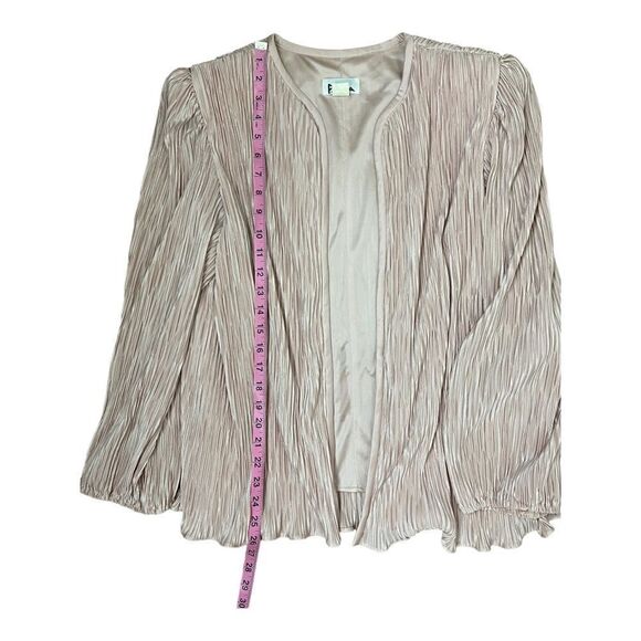 Vintage Patra 1980s Pink Pleated Open Front Blazer Lined Shoulder Pads Size 13 - Picture 4 of 8